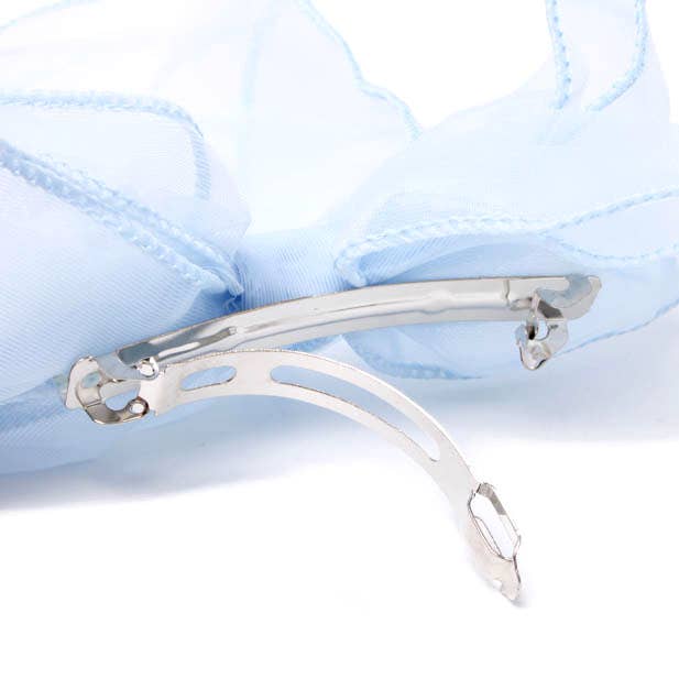 Light Blue chiffon double bow barrette clip