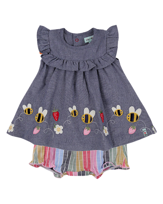 Busy Bee dress and bloomer set