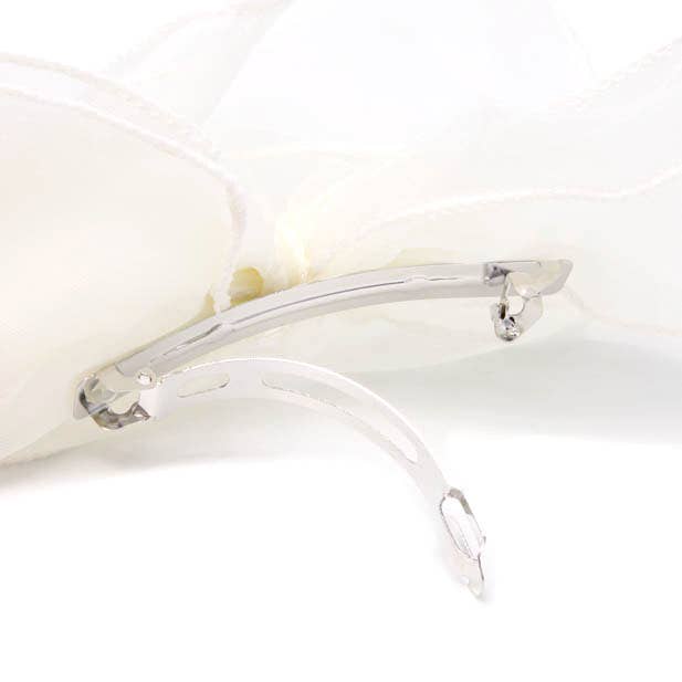 Ivory double bow barrette clip with tails