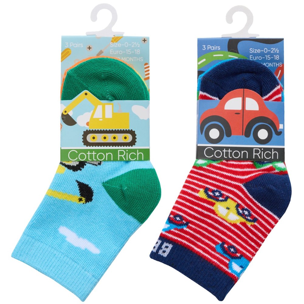 Baby Boys 3 Pack Design Socks