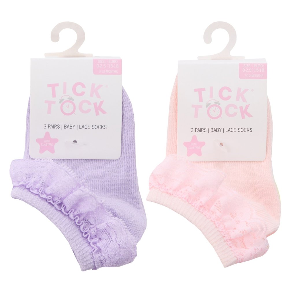 Baby Girls 3 Pack Lace Frill Trainer Socks