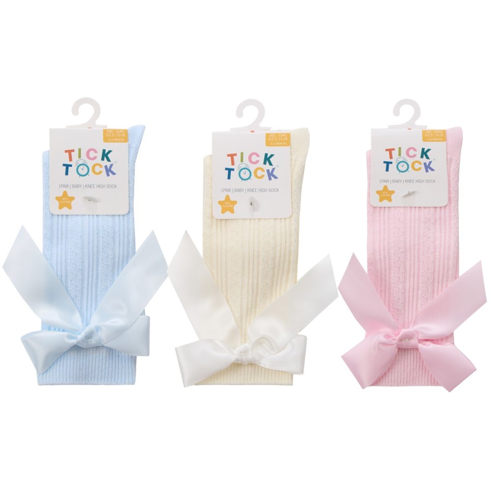 Baby Girls Cable Knee High Socks With Bow