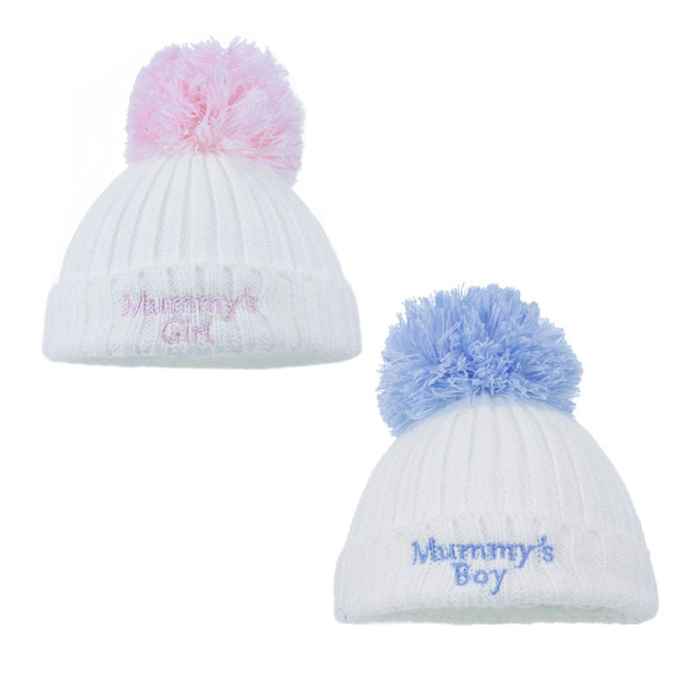 Cable Knit Hat w/Emb Pom Pom Mummy - Main Image