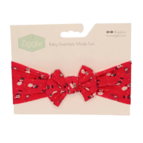 Red Snowman Top Bow Headband