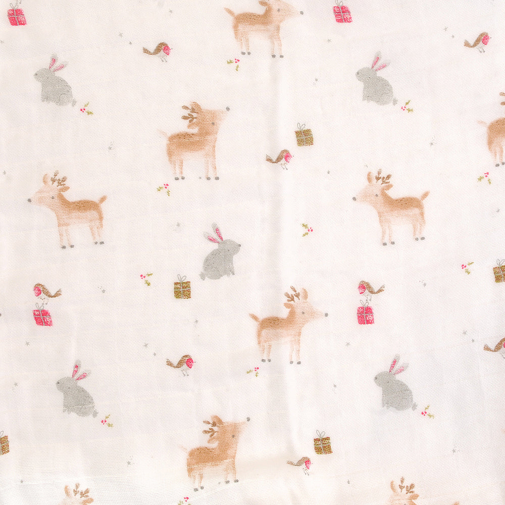 Christmas Reindeer & Rabbit Single Muslin