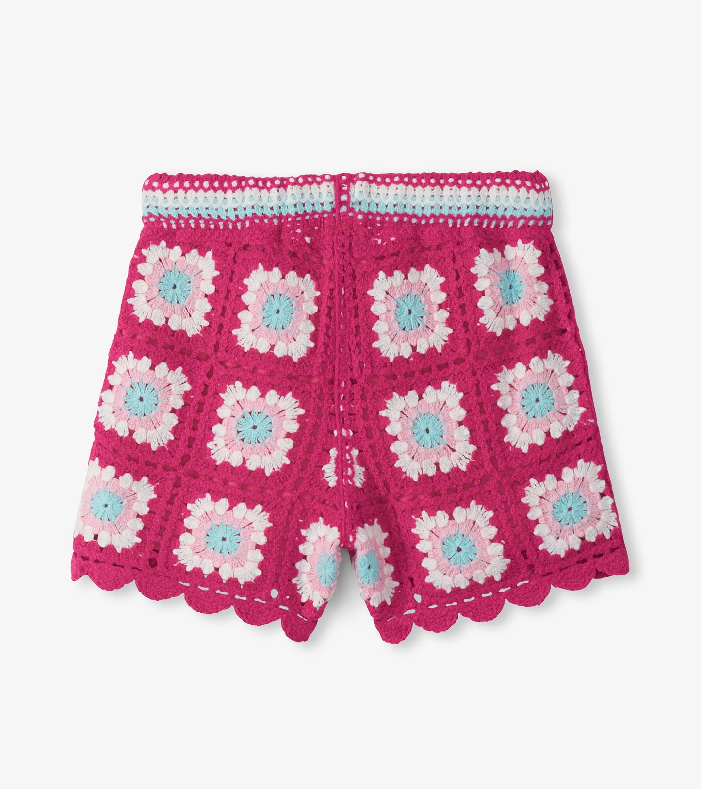 Raspberry rose crochet shorts