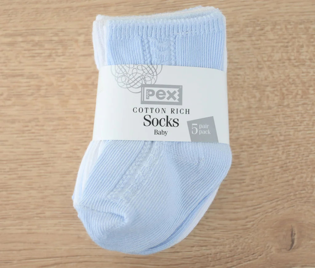 5 Pack Blue & White Socks
