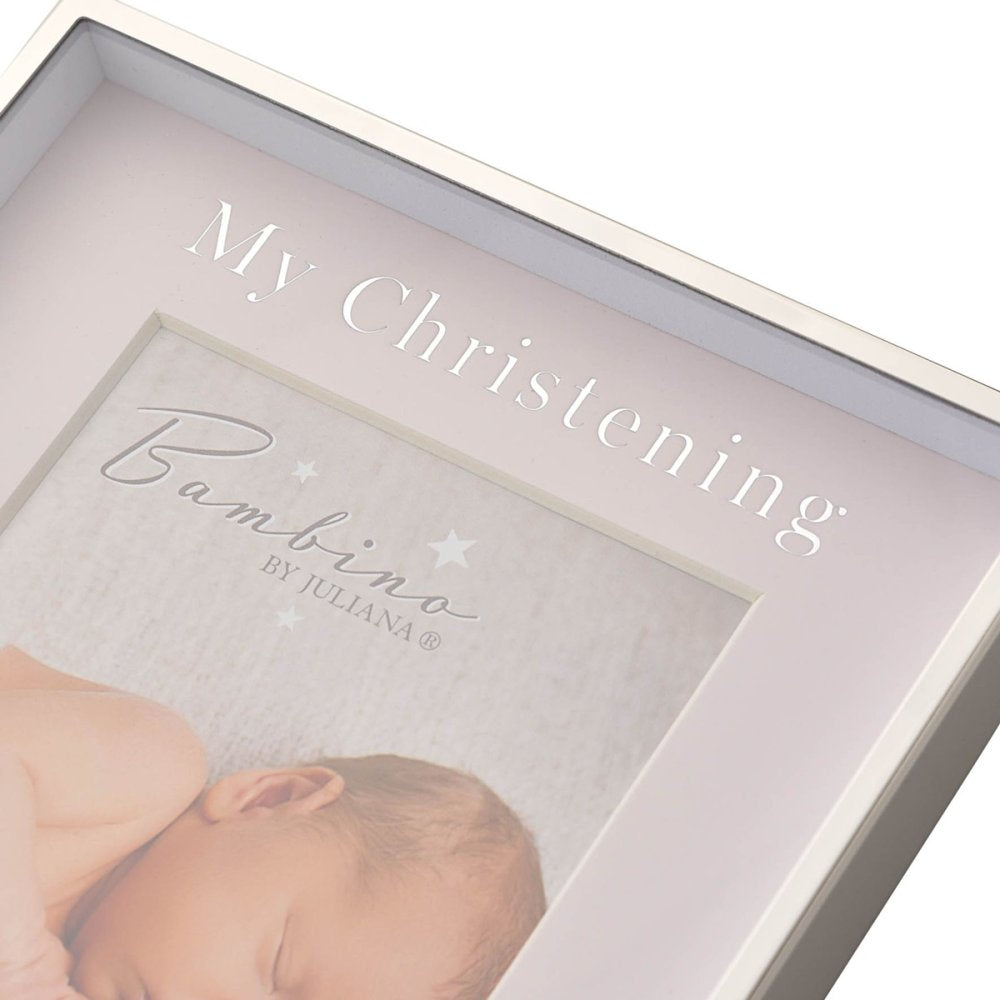 Silver Colour Photo Frame "Christening Day" Pink