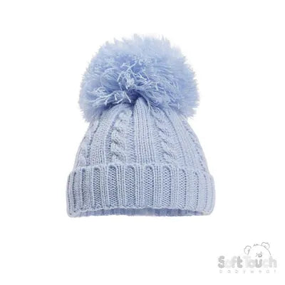 Cable Knit Hat with Pom Pom