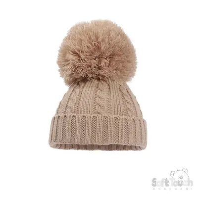 Cable Knit Hat with Pom Pom