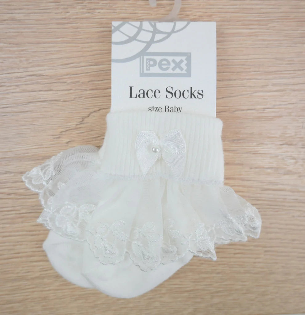 Ivory Cherry Lace Socks