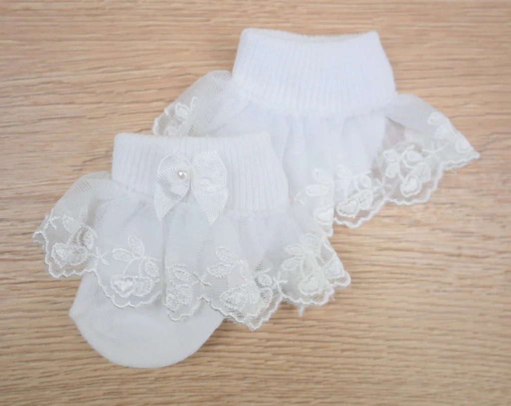 White Cherry Lace Socks