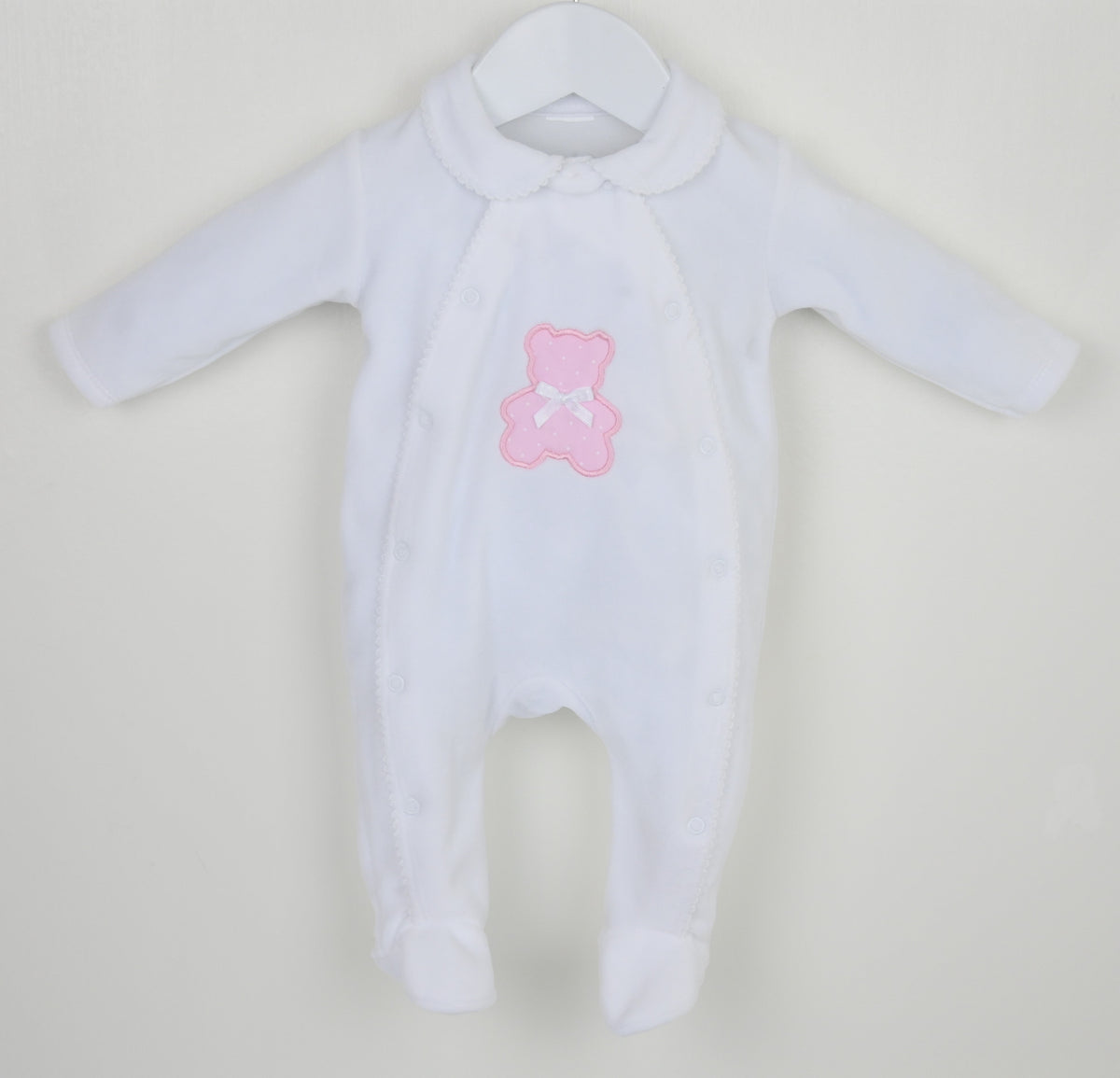 Polka Teddy Sleepsuit Pink