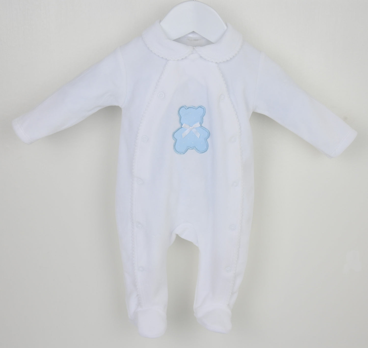 Polka Teddy Sleepsuit Blue