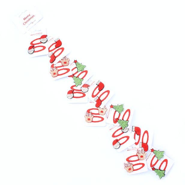 Clipstrip of 12 Assorted Christmas Diamante Sleepies