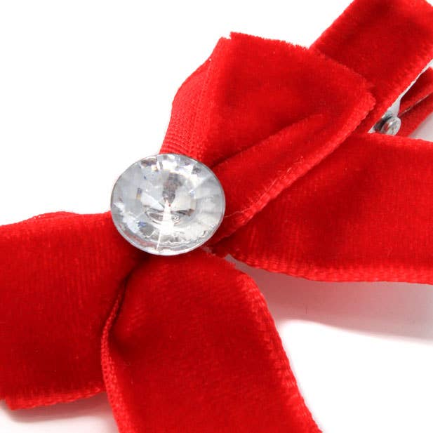 Red velvet bow hair clips