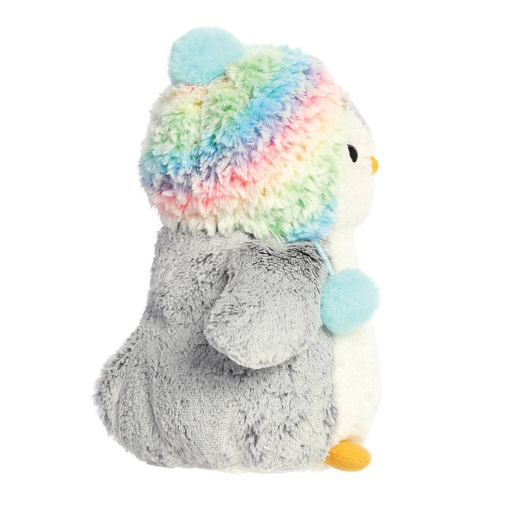 PomPom Penguin Rainbow Hat Soft Toy