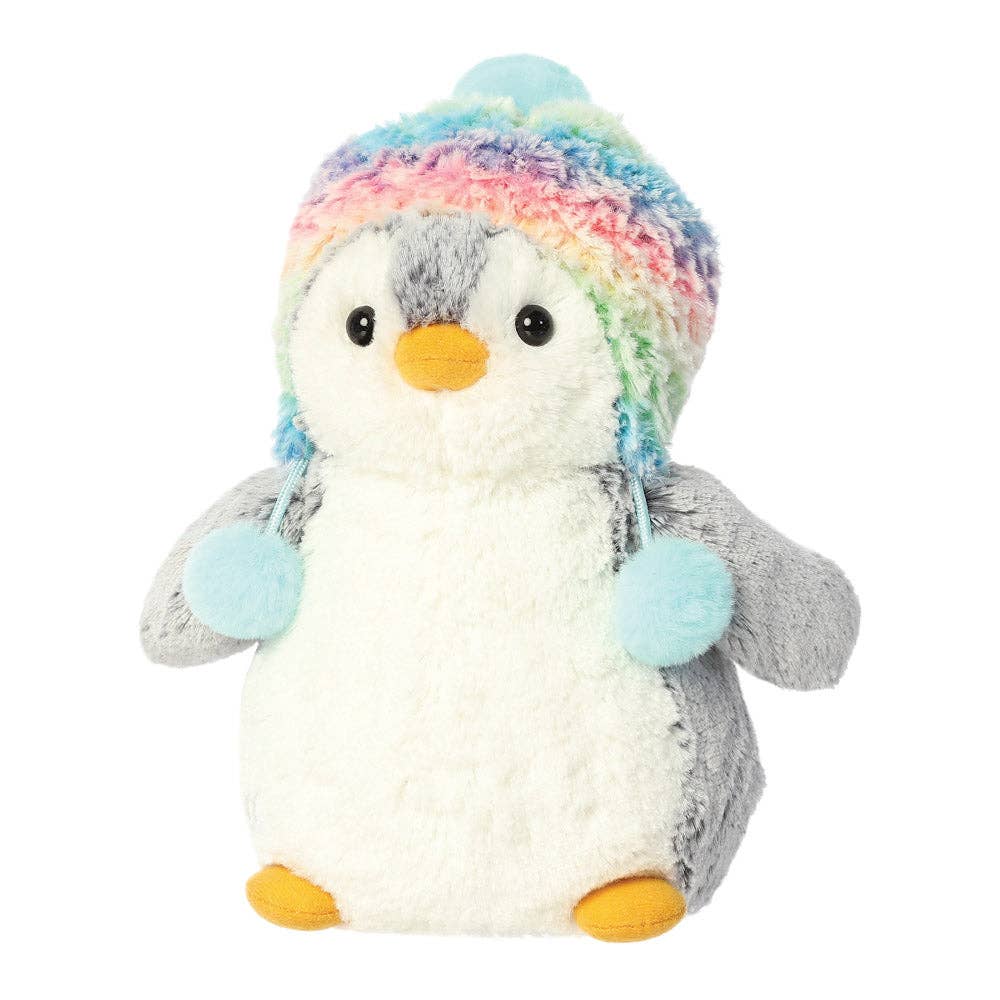 PomPom Penguin Rainbow Hat Soft Toy
