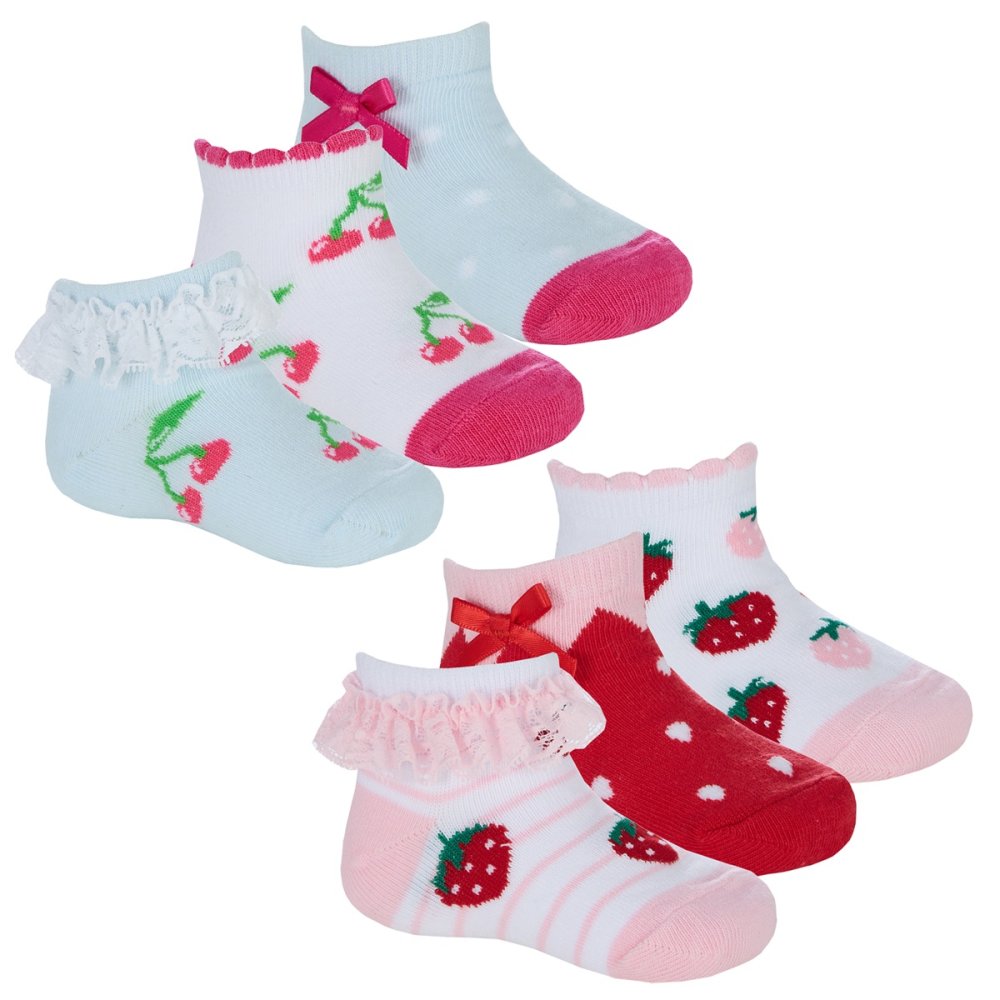 Baby Girls 3 Pack Fruity Lace Frill Socks