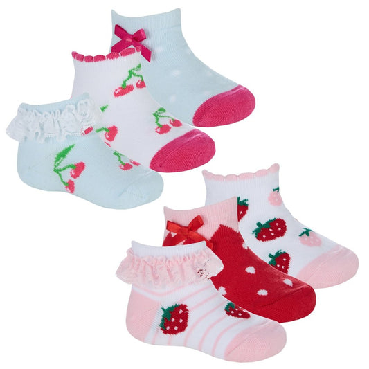 Baby Girls 3 Pack Fruity Lace Frill Socks