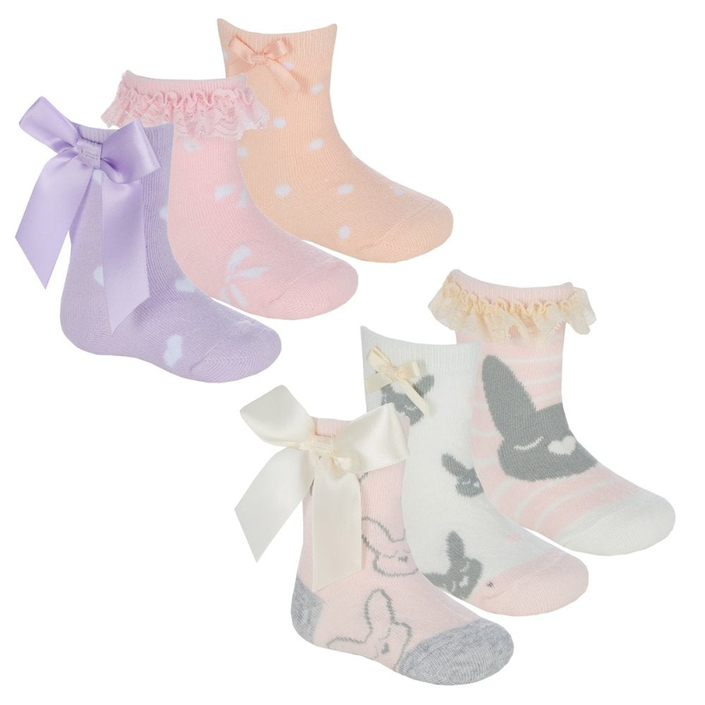 Baby Girls 3 Pack Socks With Bow/ Frill