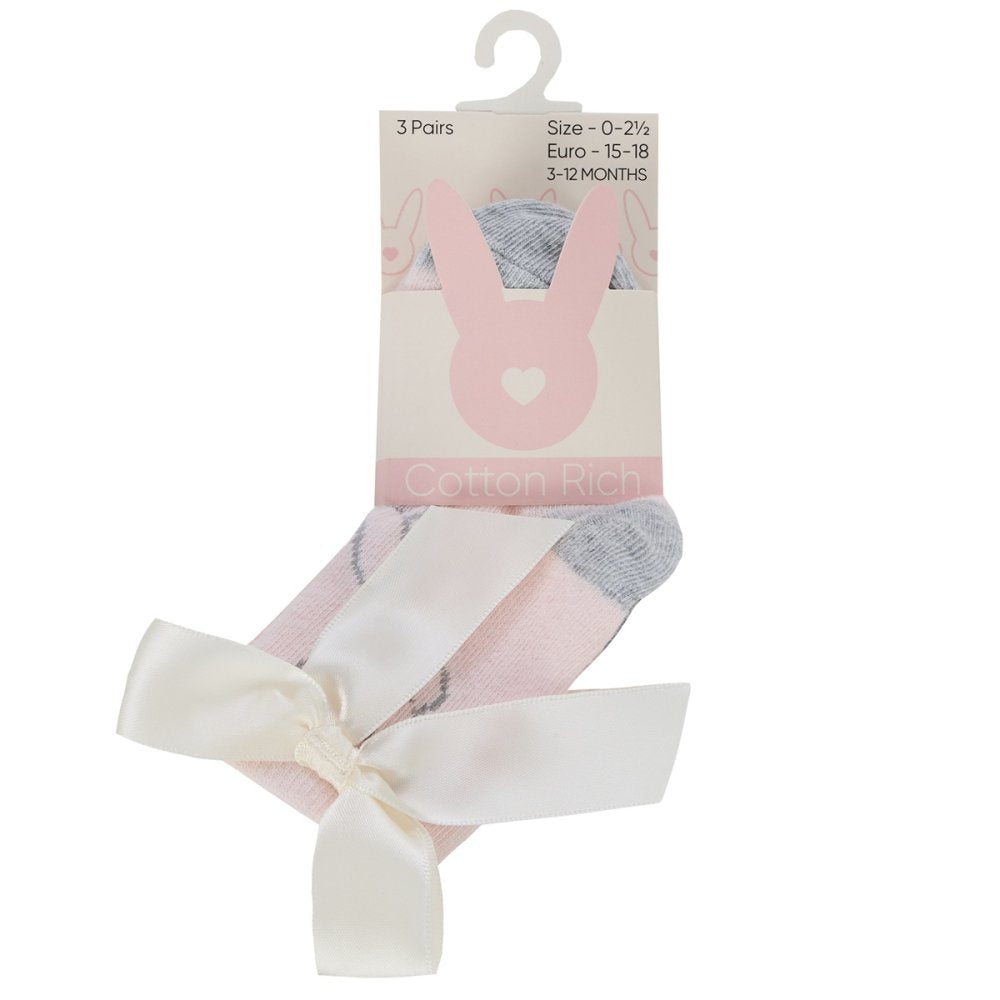 Baby Girls 3 Pack Socks With Bow/ Frill