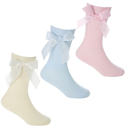 Baby Girls Cable Knee High Socks With Bow
