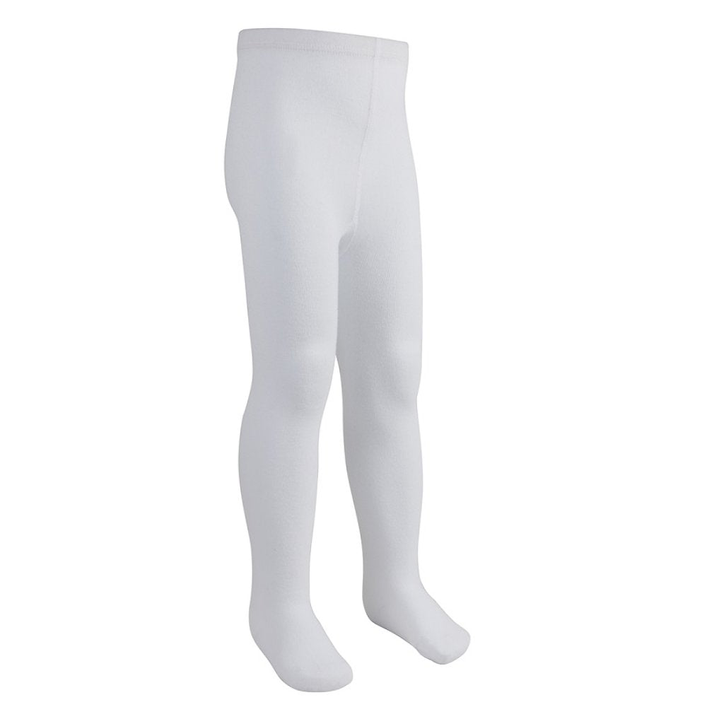 Girls Plain White Cotton Rich Tights