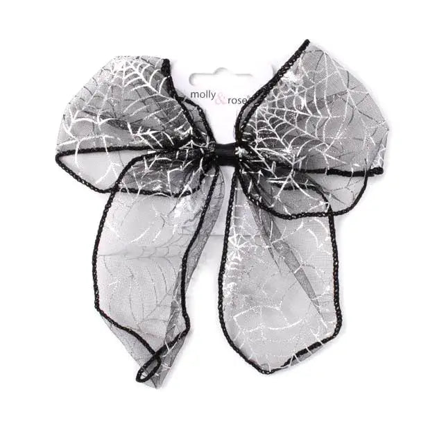 Spiderweb print bow clip 7.5cm