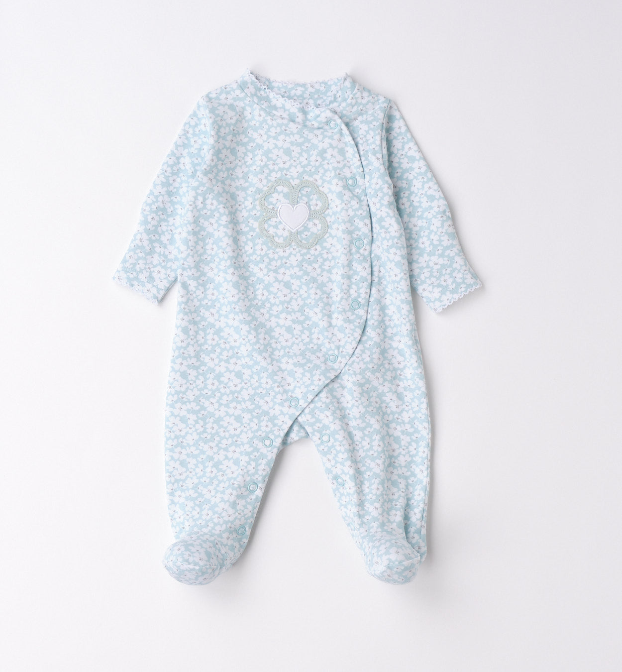 Girls Blue Floral Babygrow