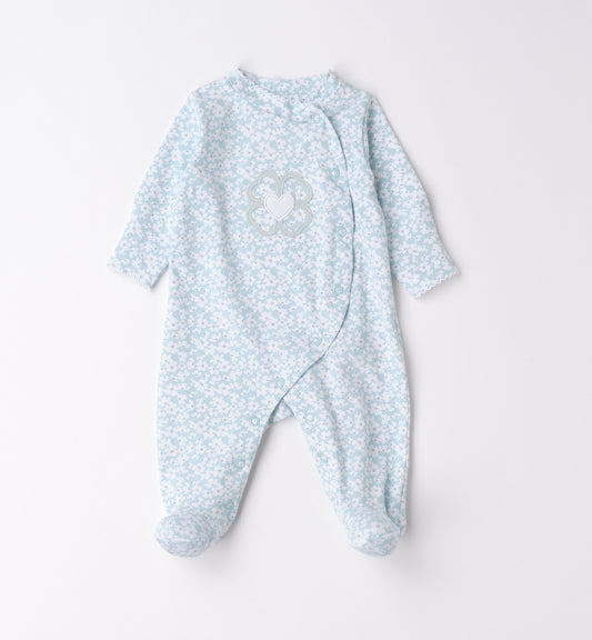 Girls Blue Floral Babygrow