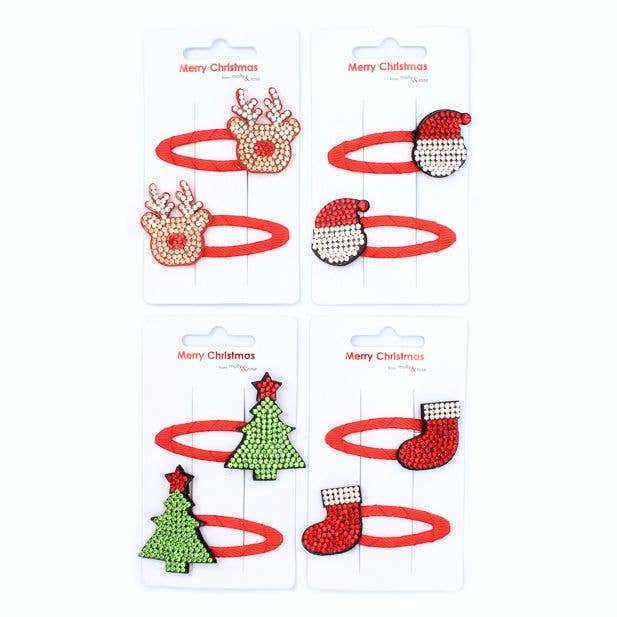 Clipstrip of 12 Assorted Christmas Diamante Sleepies
