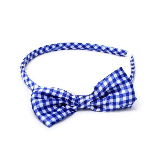 Royal Blue Clips, elastic bands and gingham aliceband set