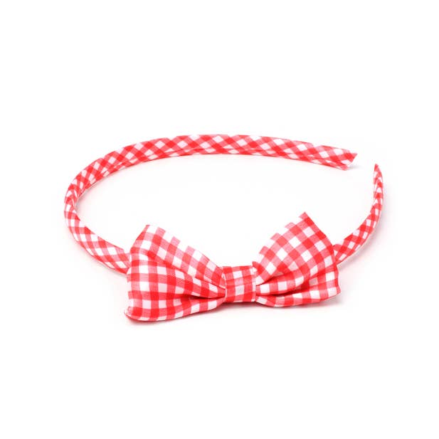 Red Clips, elastic band and gingham aliceband set