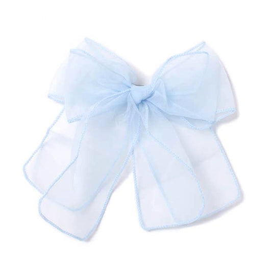 Light Blue chiffon double bow barrette clip