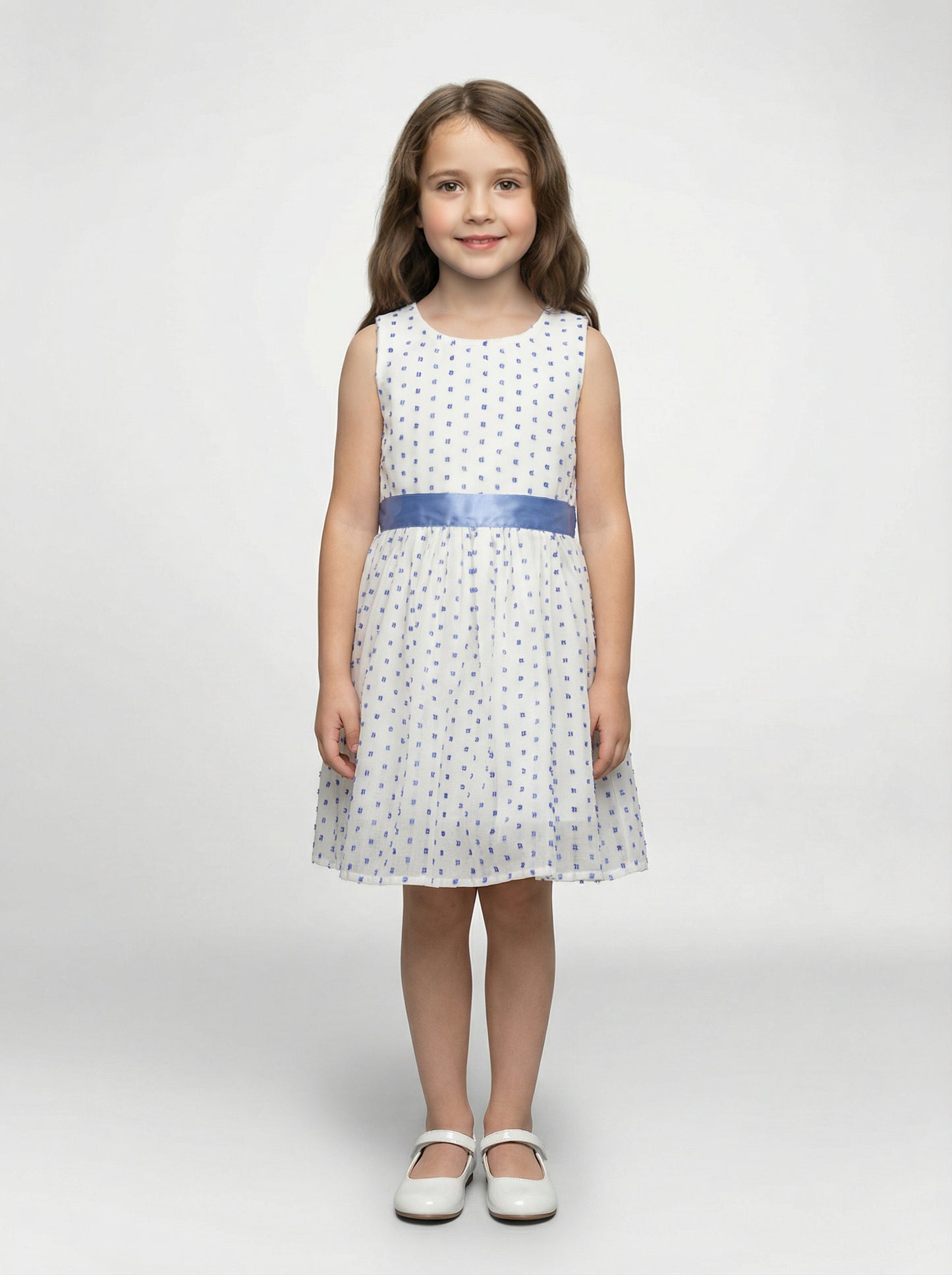 Girls White & Blue Dress