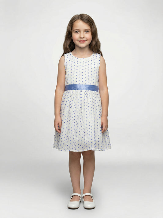 Girls White & Blue Dress