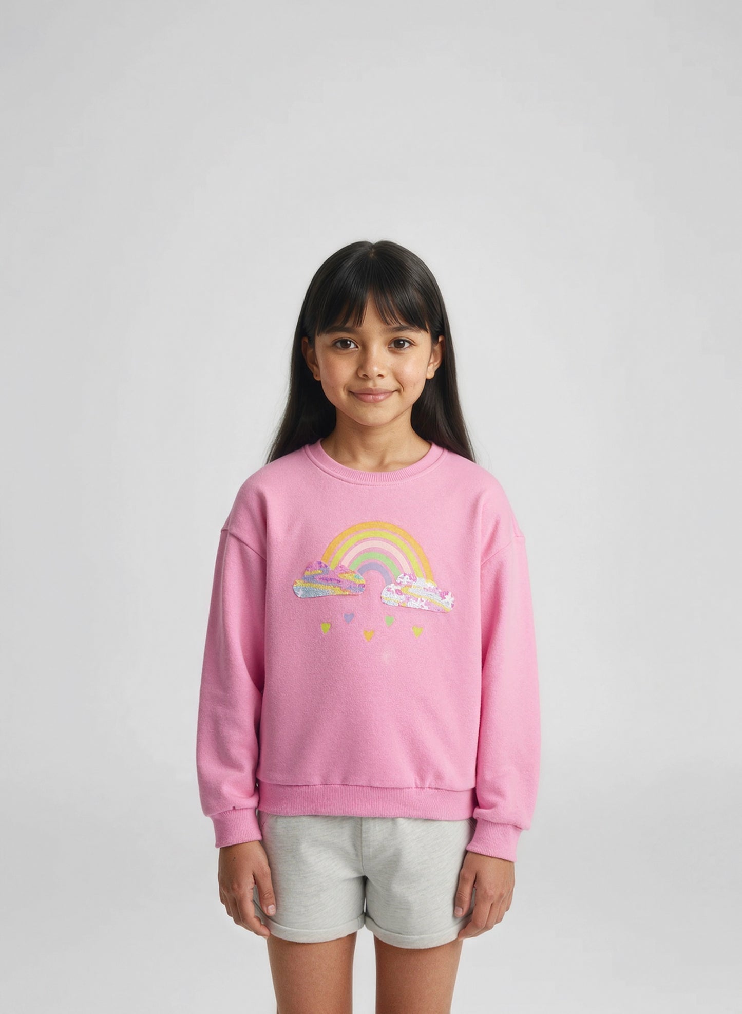 Girls Pink Rainbow Jumper