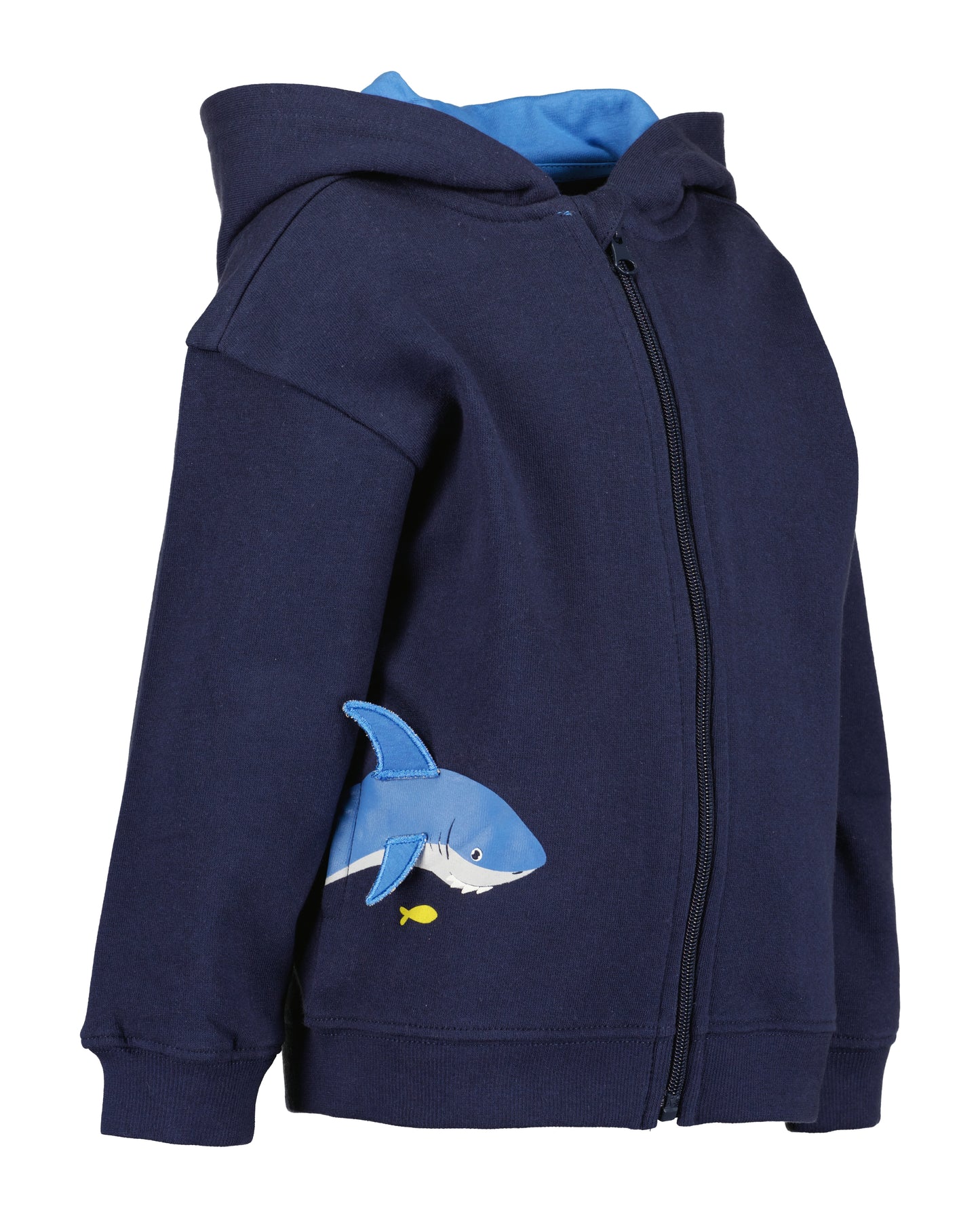 Navy Shark Zip Up Hoodie