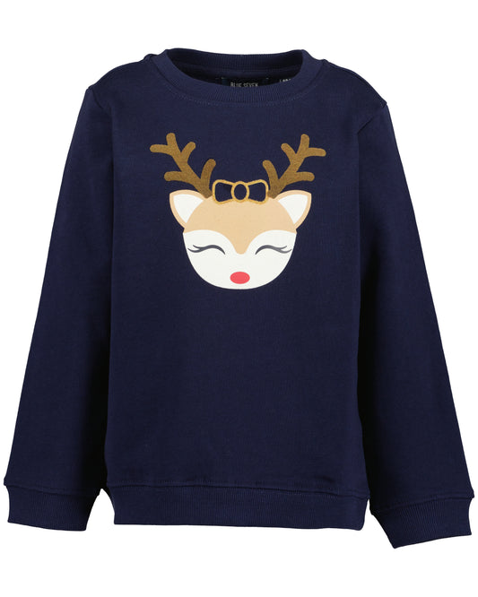 Girls Navy Christmas Jumper