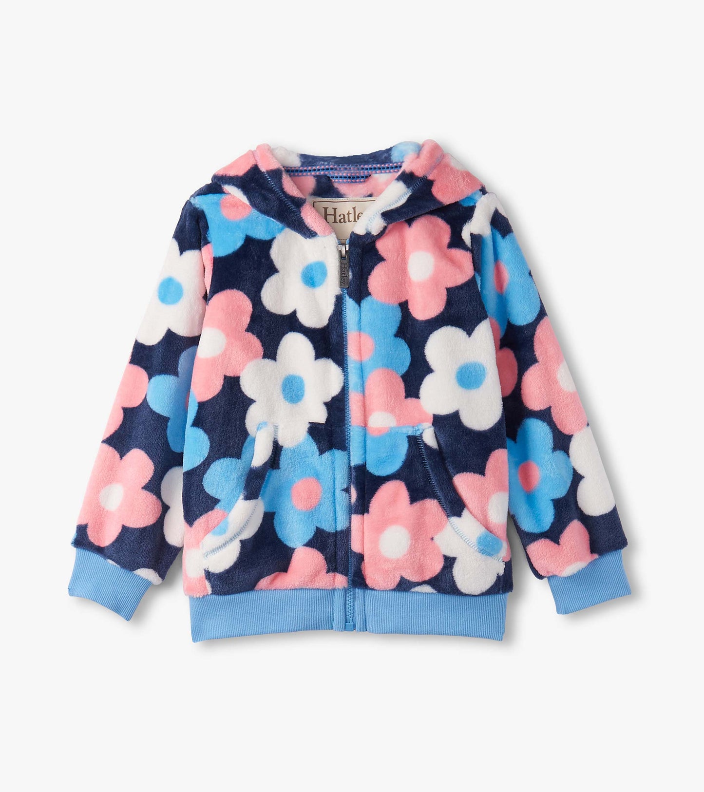 Big Flowers Fleece Zip Up Hoodie