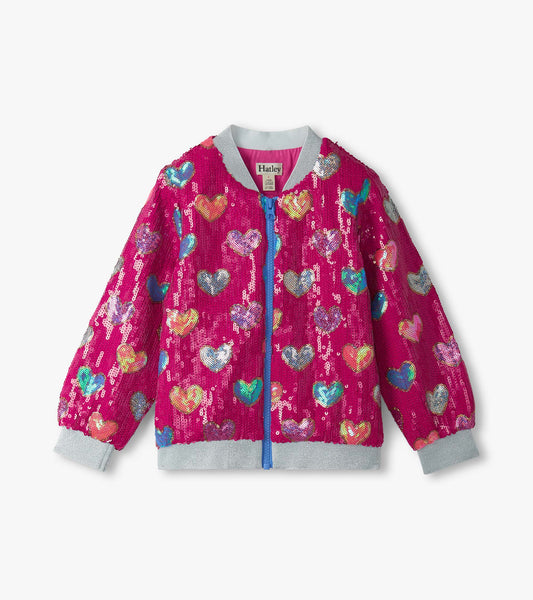 Hearts Sequin Bomber Jacket