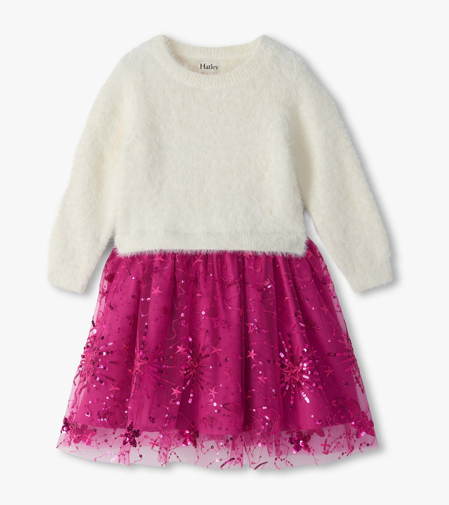 Starburst Sequins Fuzzy Dress
