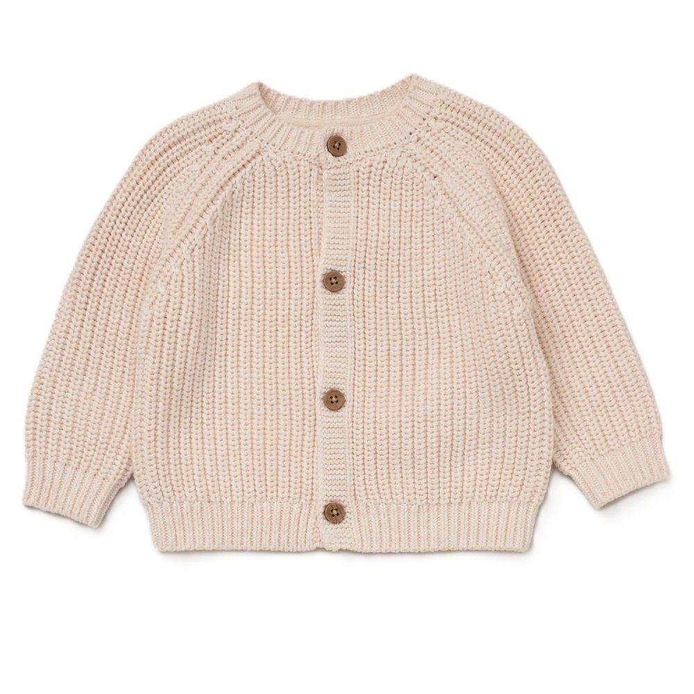 Baby Cream Cotton Knit Cardigan With Embroidery Detail- Hello