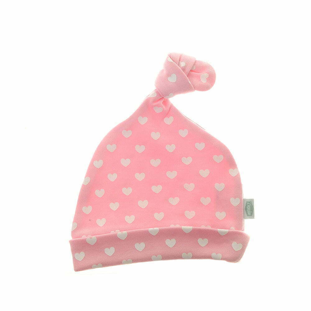 Pink with White Hearts Cotton Hat