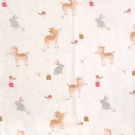 Christmas Reindeer & Rabbit Single Muslin
