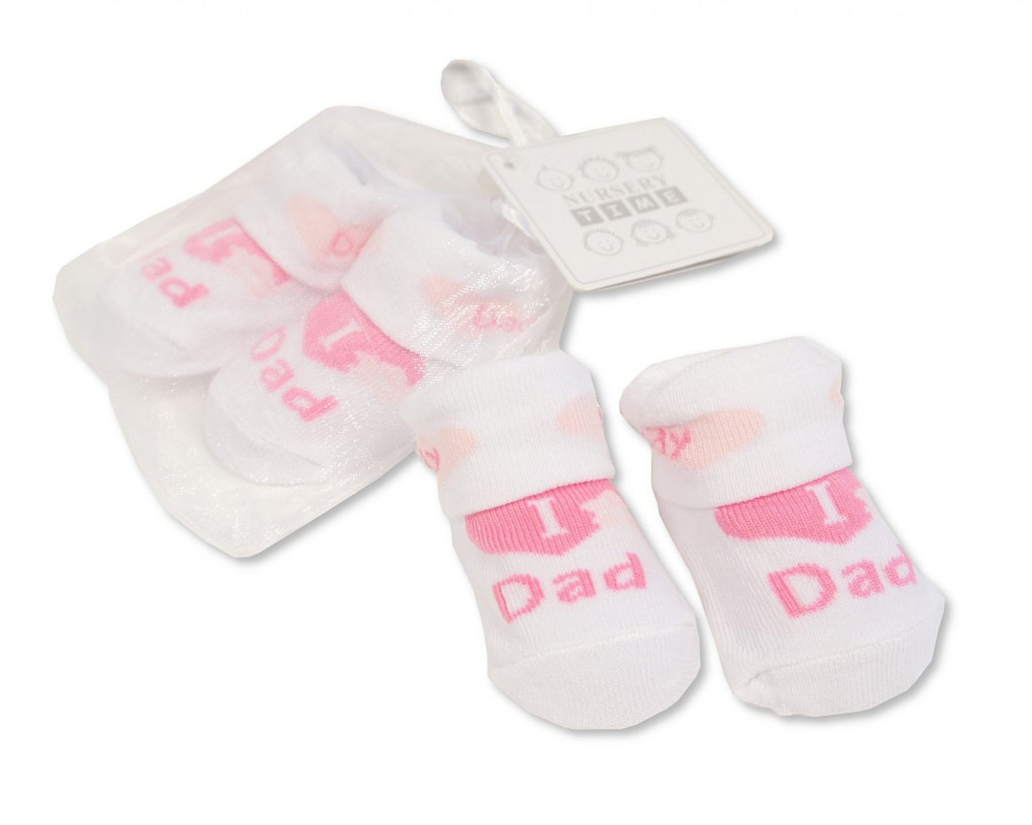 Pink "Dad" Baby Socks
