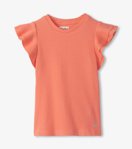 Coral Fusion Ruffle Sleeve Top