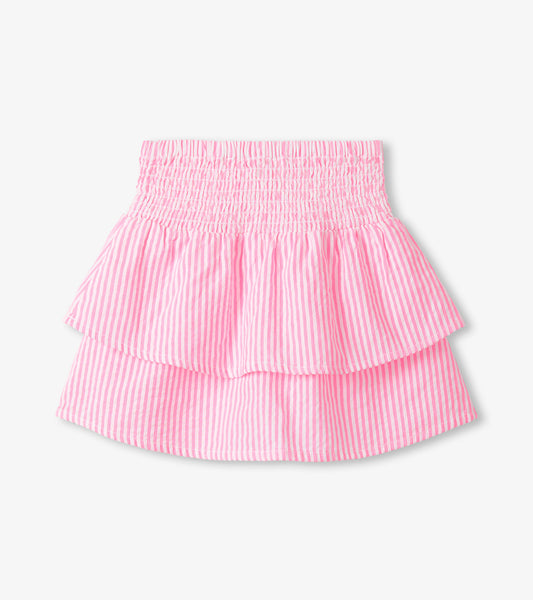 Neon pink smocked skirt