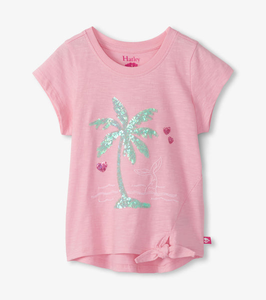 Summer palm tie front t-shirt